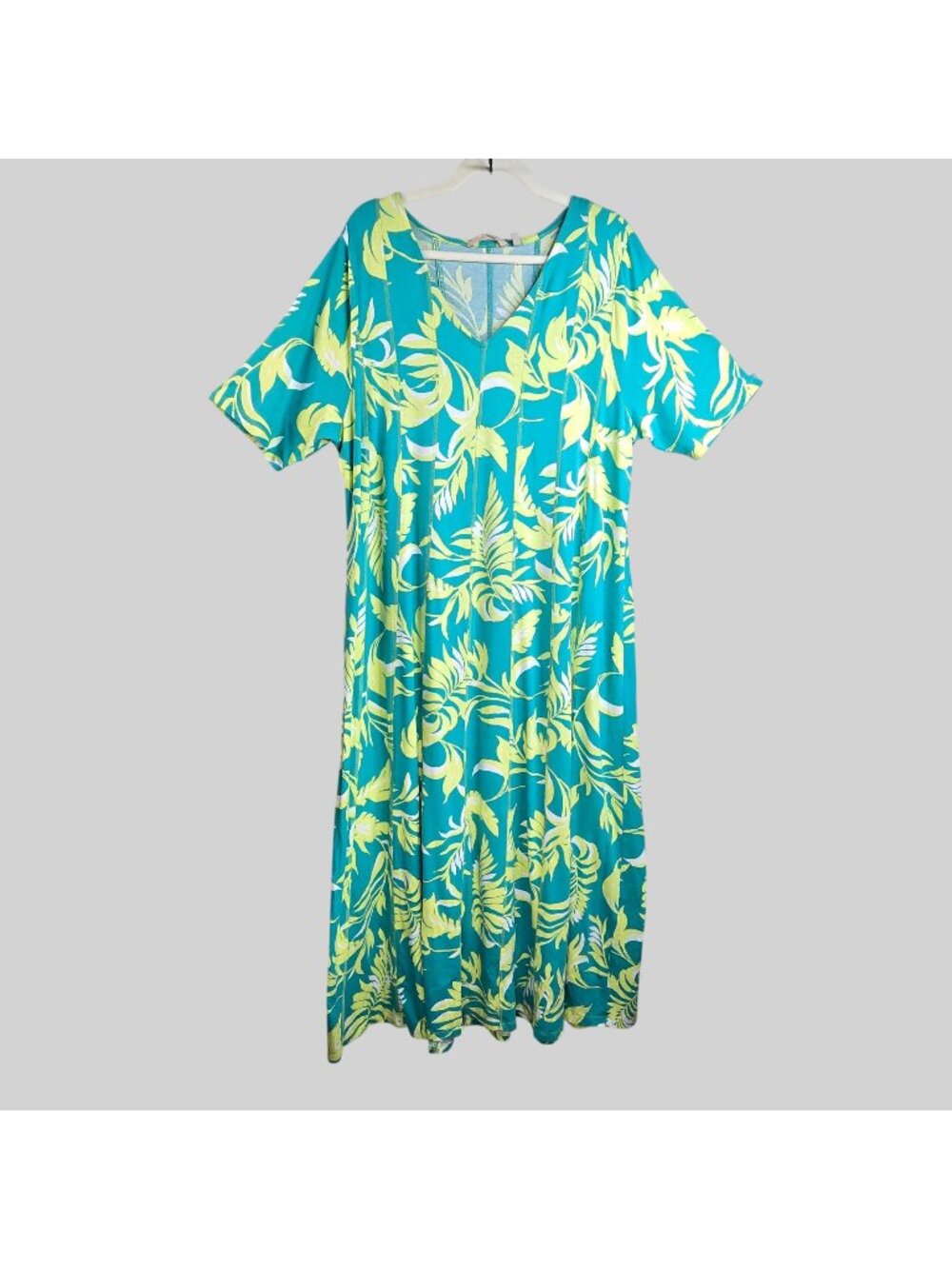 Soft Surroundings Maxi Dress 2X Floral Jersey Knit Short Sleeve Summer Vacation
